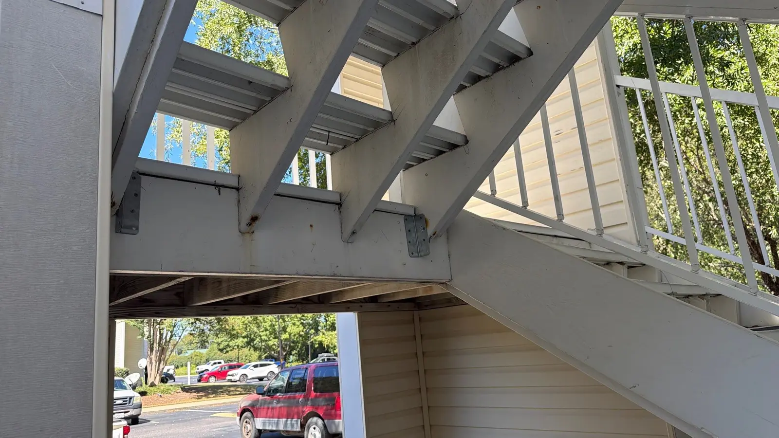 Stairway framing viewed from below